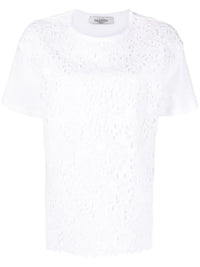 Valentino Garavani Logo Print Lace-Panel T-Shirt