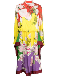 Valentino Garavani Pleated Floral-Print Midi Dress