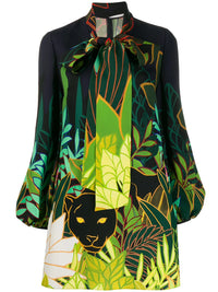 Valentino Garavani Panther In The Jungle Bow Collar Dress