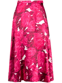 Valentino Garavani Blurred Rose-Print Skirt