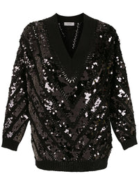 Valentino Garavani Sequin-Embellished V-Neck Jumper