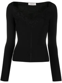 Valentino Garavani Lace-Trim Fitted Jumper