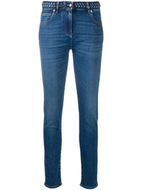 Valentino Garavani Braided-Waistband Skinny Jeans