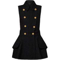 LOUIS VUITTON Double-Breasted Tweed Mini Dress