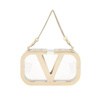 Valentino Garavani Logo-Plaque Clear Clutch