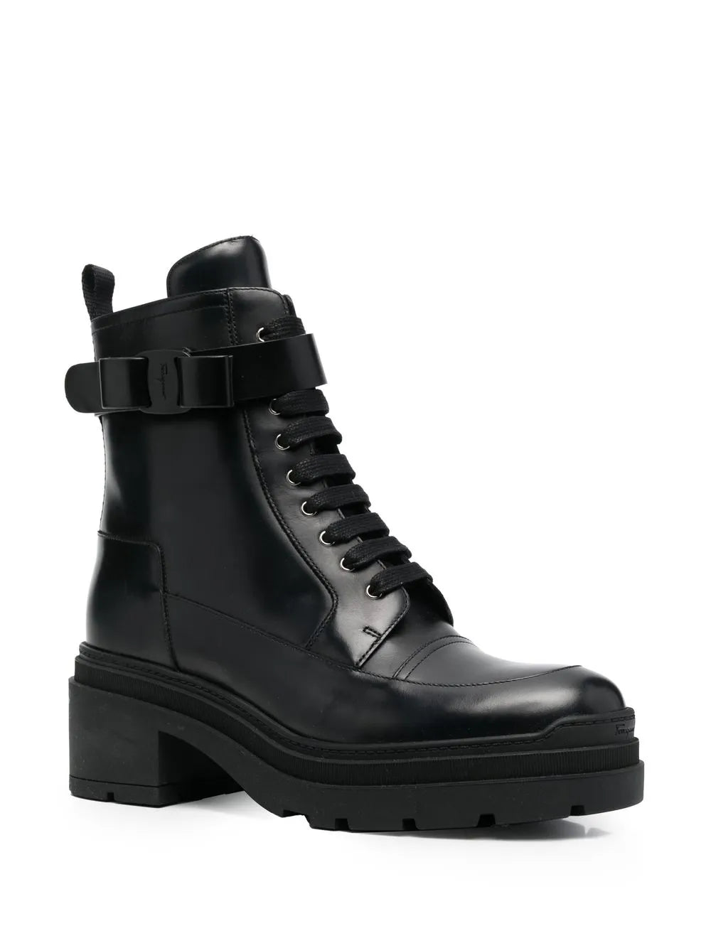 Ferragamo Chunky Leather Biker Boots