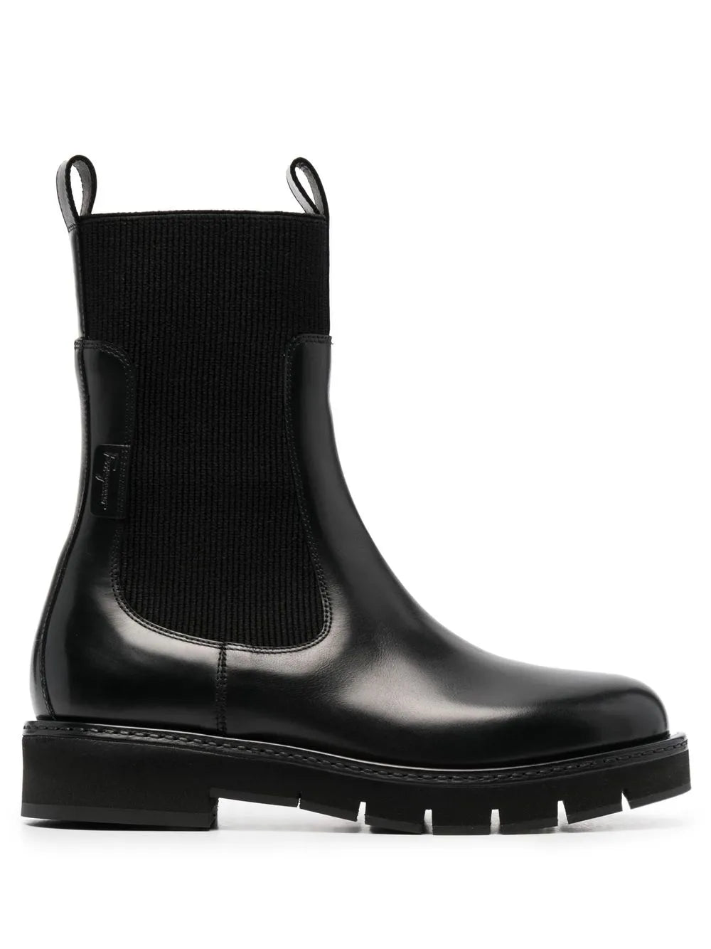 Ferragamo Cleated-Sole Leather Chelsea Boots