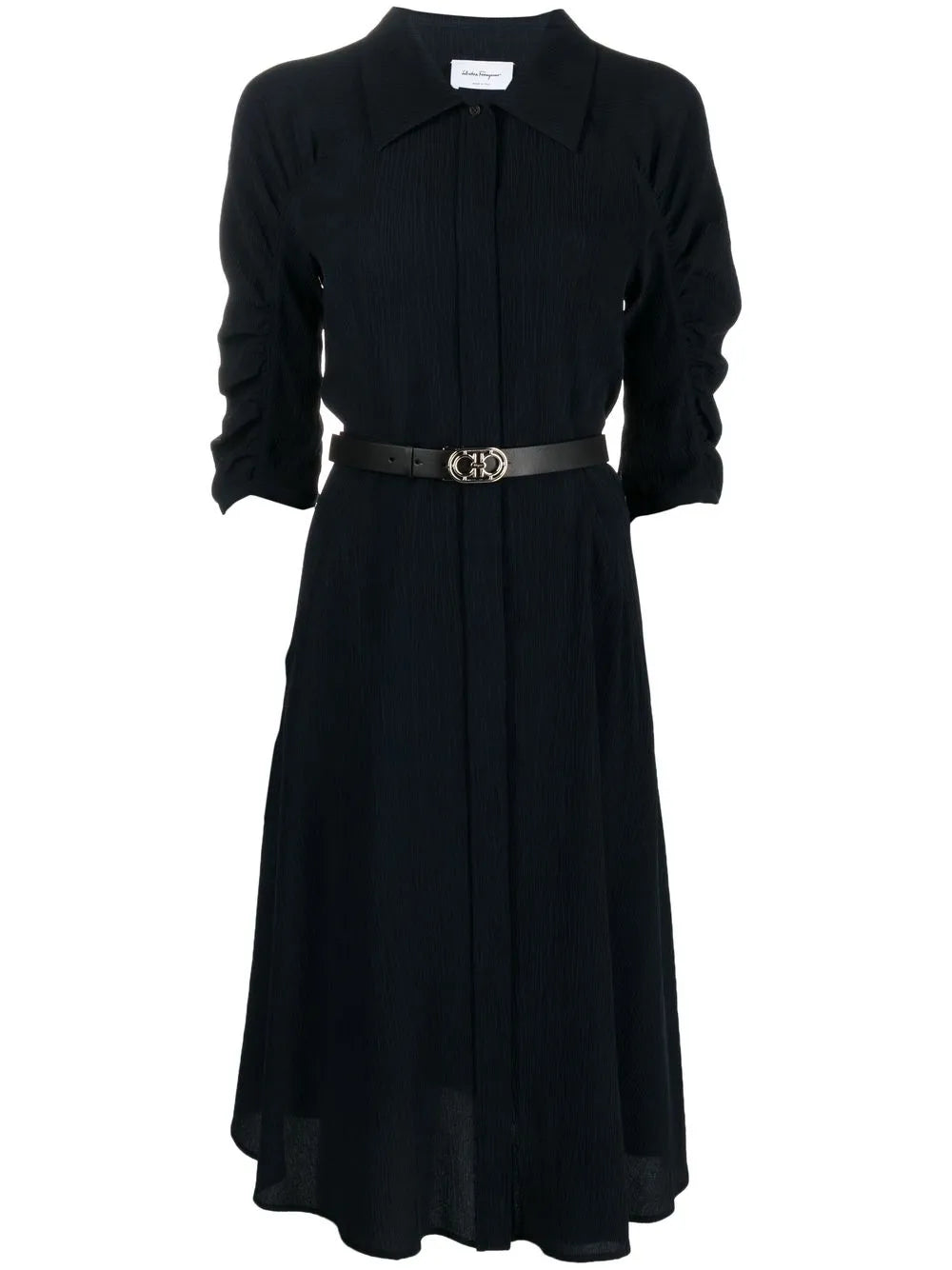 Ferragamo Belted Silk Shirt Dress