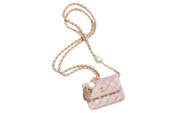 CHANEL Lambskin One Shoulder Crossbody Clutches Unisex Pink