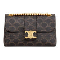 CELINE Cow Leather Handbag Shoulder Bag Women's Tawny