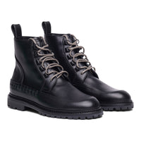 Bottega Veneta Men's Intrecciato Weave Leather Combat Boots