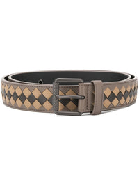 Bottega Veneta Intrecciato Three Toned Checkered Leather Belt