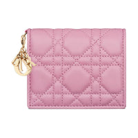 DIOR Lady Dior Lambskin Wallet Mini Women's Hydrangea Pink