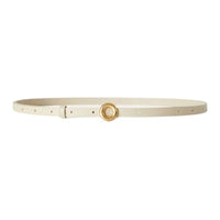 Loro Piana Solid Color Design Pin Buckle Leather Belts Women's White 2cm