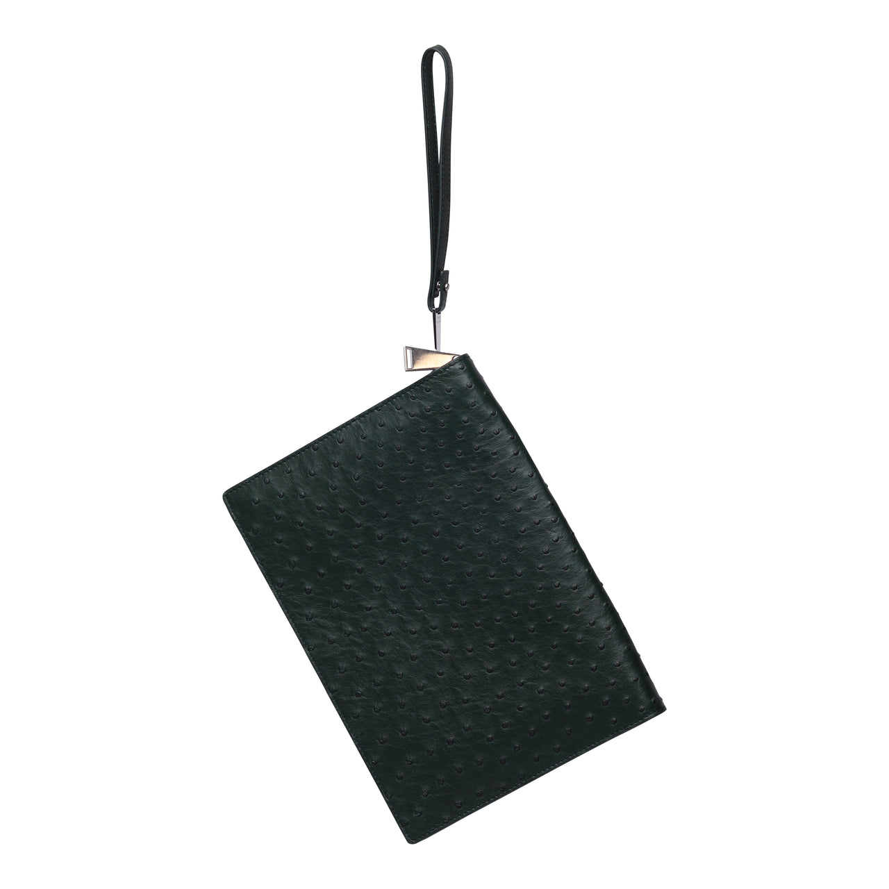 Bottega Veneta Ostrich Leather Document Case Wristlet