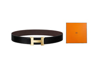 HERMES Constance Leather Belts Men Black-Box