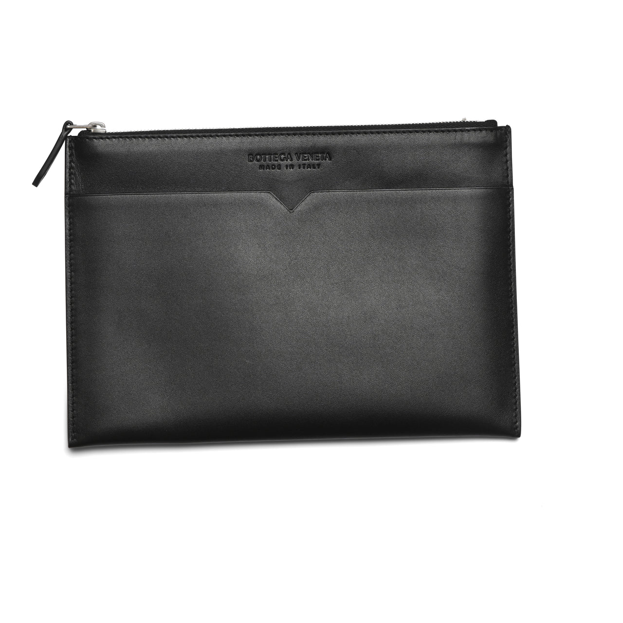 Bottega Veneta Logo Embossed Zipped Clutch Bag