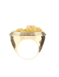Bottega Veneta Gold Carved Bone Ring