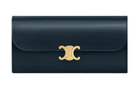 CELINE Triomphe Shiny Calfskin Wallet Large Size Women's Marine Blue