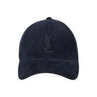 SAINT LAURENT Corduroy Baseball Caps Unisex Marine Blue