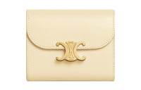 CELINE Triomphe Arc De Triomphe Shiny Calfskin Card Holder Wallet Small Size Women's Light Yellow/Light Yellow