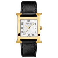 HERMES Wrist Watch Quartz Movement Cowhide Strap 34*30mm White Dial Women's Watch