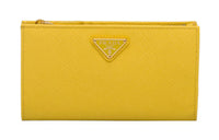 PRADA Saffiano Leather Card Holder Wallet Large Size Women's Yellow