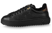 LOUIS VUITTON Time Out Sneakers 'Black Monogram With Shearling' Women's