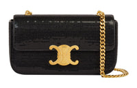 CELINE Triomphe Calfskin Shoulder Bag Handbag Shoulder Bag Women's Black