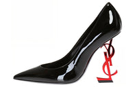 SAINT LAURENT Opyum Irregular Heel High Heels 11cm Women's Black Red