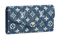 LOUIS VUITTON Sarah Wallet Denim Jacquard Navy Blue