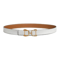 HERMES Calfskin Gold-Plated Metal Leather Belts Women's White Width 2.4CM