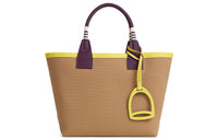 HERMES Canvas With Swift Calfskin Canvas Bag, Handbag Women's Masala Tea/Blackcurrant/Lime