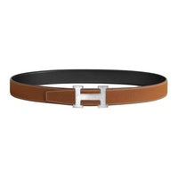 HERMES Leather Leather Belts Unisex Black/Gold Width: 3.2cm