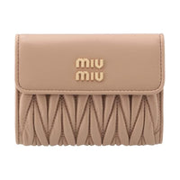 MIU MIU Leather Wallet Mini Women's Khaki