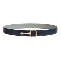 HERMES Calfskin Leather Belts Women's Blue Width: 3.2CM