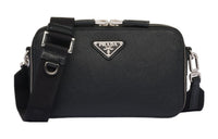 PRADA Brique Leather Crossbody Bag, Shoulder Bag Men's Black