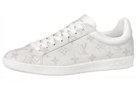 LOUIS VUITTON Luxembourg Low Top Stylish Skateboarding Shoes Men's Gray White