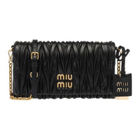 MIU MIU Leather Shoulder Bag, Crossbody Bag Women's Black