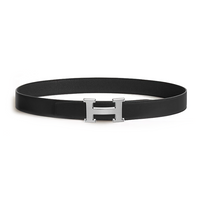 HERMES Calfskin, Stainless Steel, Rubber Leather Belts Women's Black Width 3.2cm