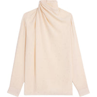 CELINE Draped Neck Blouse With Rhinestones In Lightweight Sablé