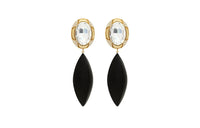 SAINT LAURENT Artificial Crystal Earrings Women's Gold Black