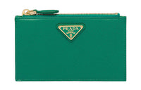 PRADA Saffiano Leather Card Holder Women's Green