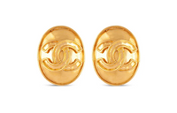 CHANEL 1994 Gold Plated Interlocking Cc Clip on Earrings