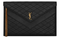 SAINT LAURENT GABY Lambskin Envelope Bag Clutches Women's Black