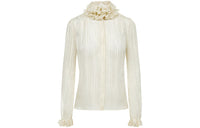 SAINT LAURENT Ruffle collar Striped Blouse