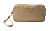 PRADA Re-Edition Recycled Nylon Clutch Women's Camel Brown