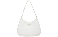 PRADA Cleo Shiny Leather Shoulder Bag Women's White