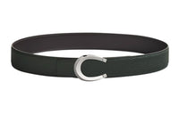 HERMES Luck Silver Buckle Togo Calfskin Double-Sided Leather Belt Men's Graphite/Deep Green Width: 3.8cm