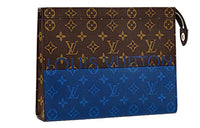 LOUIS VUITTON Pochette Voyage Canvas With Leather Toiletry Bags Clutches Medium Size Men's Brown/Blue